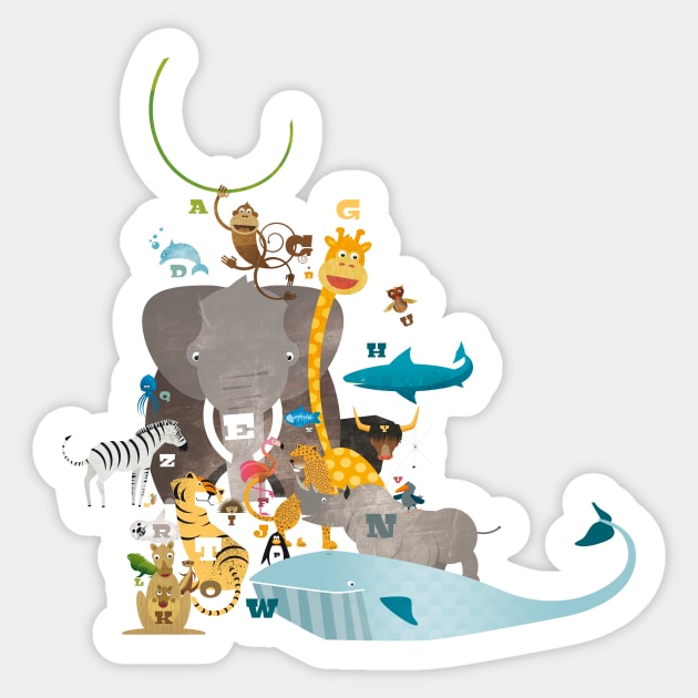 Illustration nursery letter salad - animals from A to Z Sticker by Piakolle